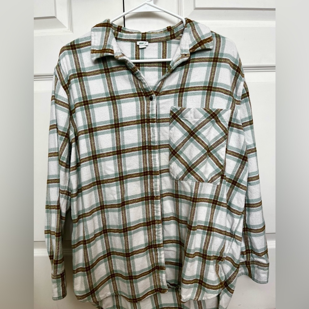 Oversized aerie fleece flannel